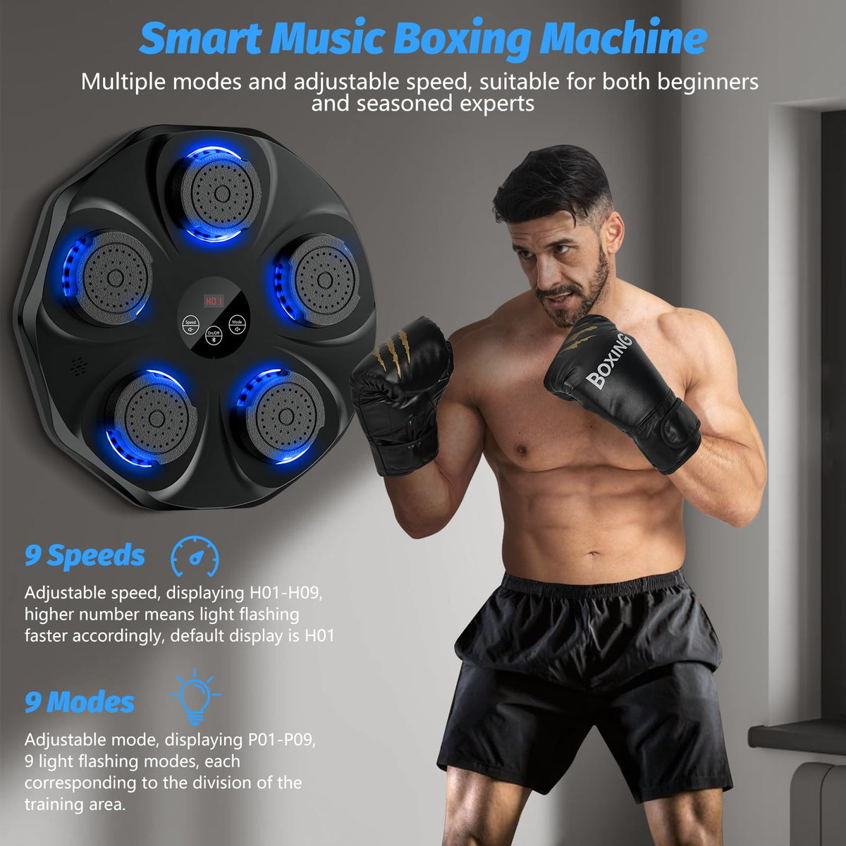 Electronic Musical Boxing Machine with Bluetooth & LED Lights