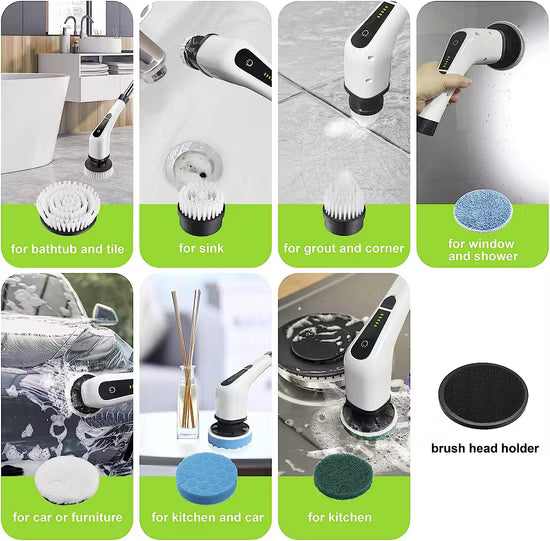 Electric Spin Scrubber 7-in-1 with 54" Adjustable Handle