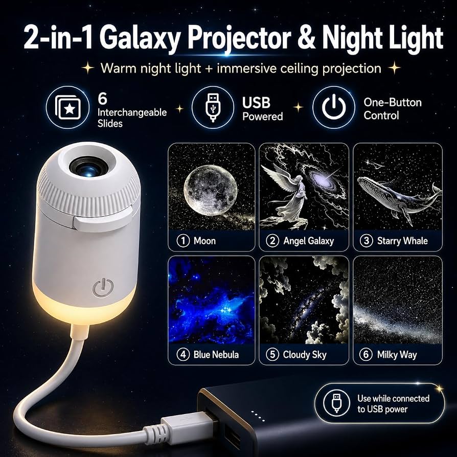 2-in-1 Galaxy Projector Night Lamp