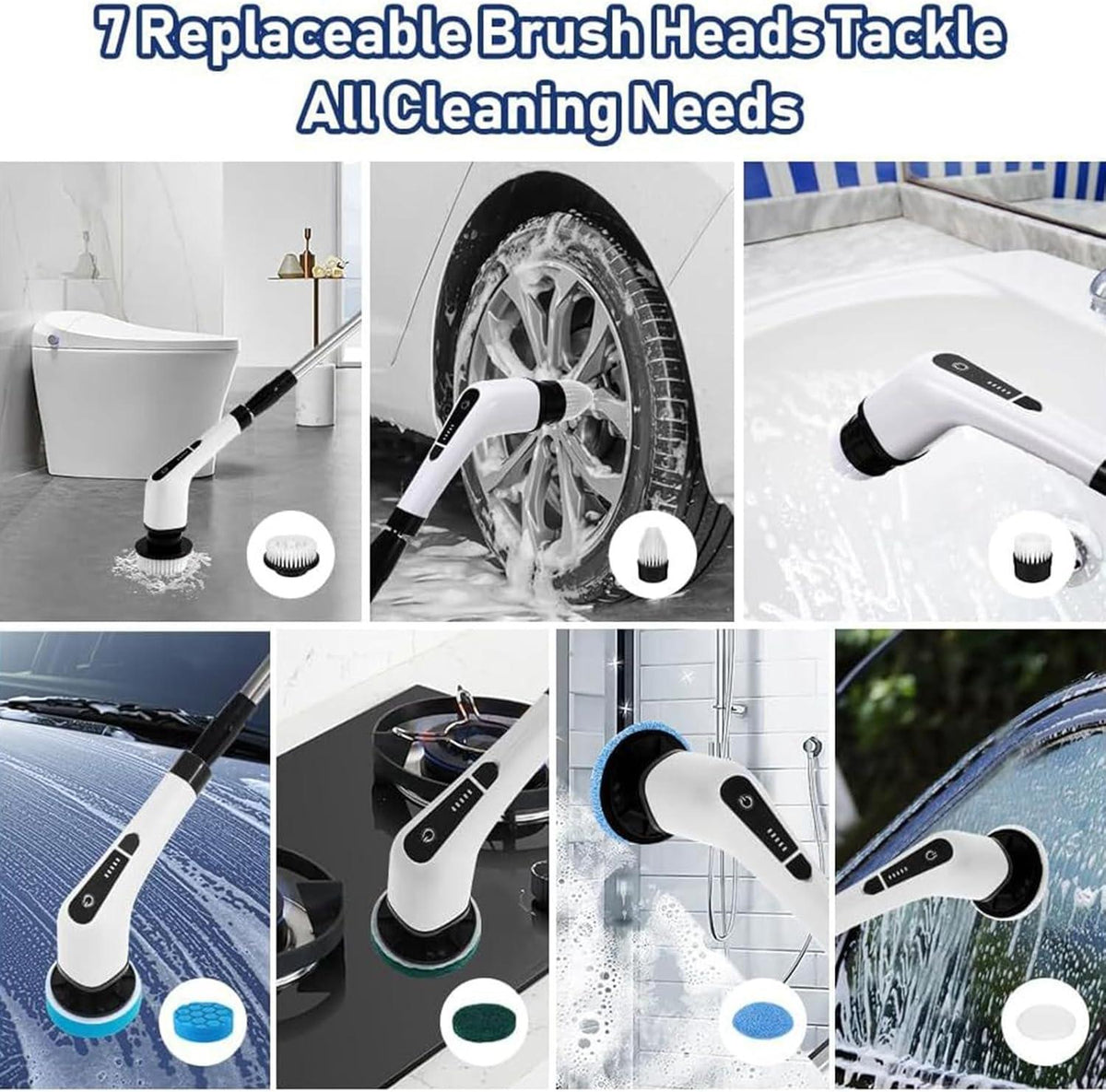 Electric Spin Scrubber 7-in-1 with 54" Adjustable Handle