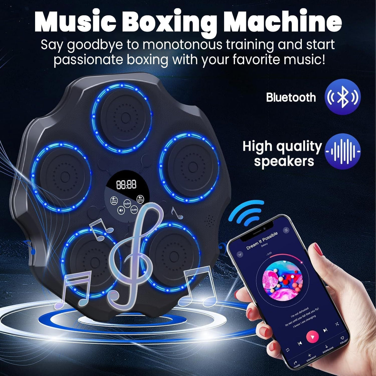Electronic Musical Boxing Machine with Bluetooth & LED Lights